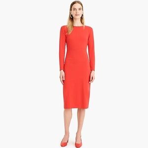 J Crew Red Knit Long-Sleeve Sheath Dress Size 2